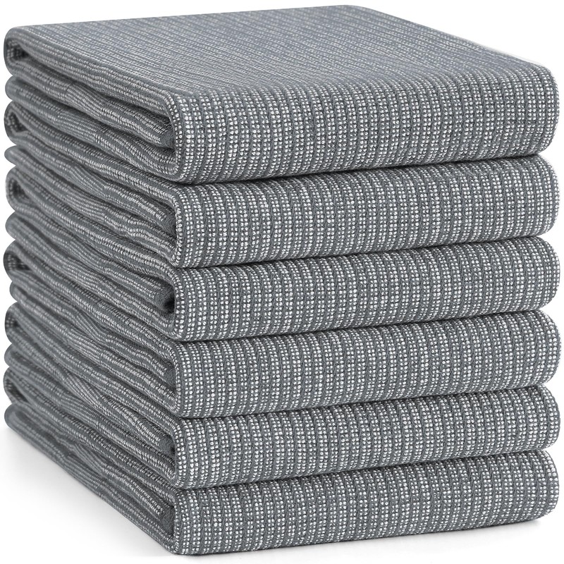 smiry Premium Kitchen Towels(18"x 28", 6 Pack), Large Cotton Dish