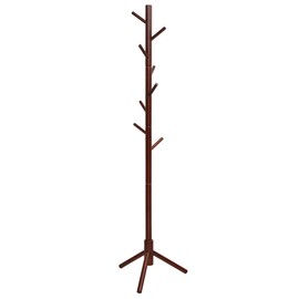 Tangkula Coat Rack Freestanding, Rubber Wood Coat Stand with 8 Hooks, Height Adjustable Entryway Coat Tree Coat Hanger Stand for Home Office Hall Entryway