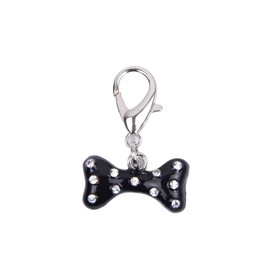 XKSRWE Bling Rhinestones Bone Charm Pendant Jewelry for Pet Dog Cat Puppy Necklace Collar Accessory (Black)