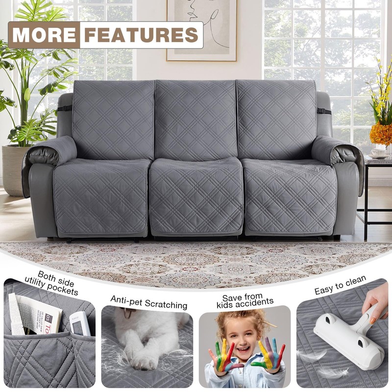 TAOCOCO 100% Waterproof Recliner Sofa Cover, Non Slip Split Couch