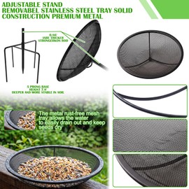 Otoolling 2 Sets Standing Bird Feeder 11.8" Bird Feeder Tray for Outside