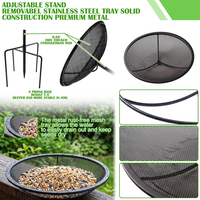 Otoolling 2 Sets Standing Bird Feeder 11.8" Bird Feeder Tray