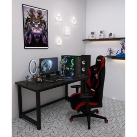 Fday 51 Inch Home Office Desk, Gaming Writing Computer Work from Home Study Desk, Sturdy Modern Simple Table for Small Spaces, Bedroom, Student, Moisture Resistant, Black