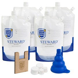 4 StopLoss Bags For Paint, Funnel, Filler Clip & Extra Caps. Airtight, Reusable, Space-Saving Steward 1 Liter Paint Storage Stop Loss Bags. Easy Pouring, Mixing, Dispensing. Home, DIY, and Painters