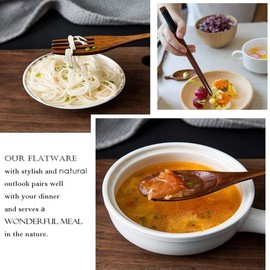 Busnos Portable Wood Flatware Set for Eating Lunch Utensils Silverware Set Wooden Cutlery Set eating utensil sets wooden Reusable Wood Utensils for Eating 13 Pcs Travel Wooden Spoons Forks with Case