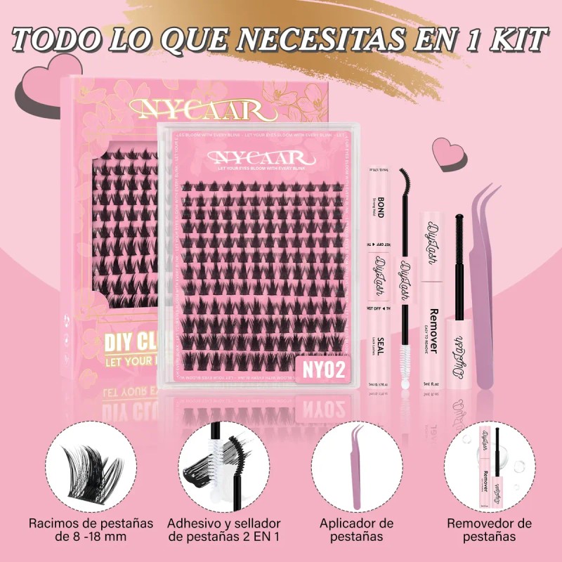 Kit Pestañas Volumen Intenso Nycaar Dramáticas Con Pegamento