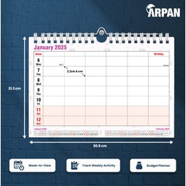 2025 Family Organiser Calendar - One Week to View Planner - Space for Up to 5 People by Arpan (2025 - Owls Design)