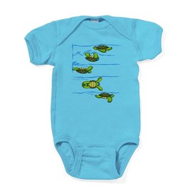 CafePress Swimmer Turn Turtle Swim Body Suit Cute Baby Bodysuit Romper Dark Turquoise