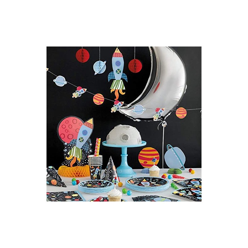 Galactic Outer Space Round Dessert Plates (17cm) - Vibrant Multicolor