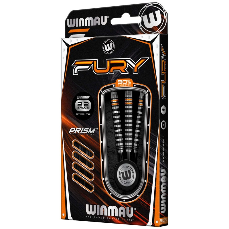 WINMAU Darts Fury 22g Tungsten Darts Set with Prism Flights