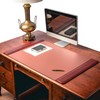 Dacasso Mocha Leather Side-Rail Desk Pad/Desk Protector, 38" x 24",