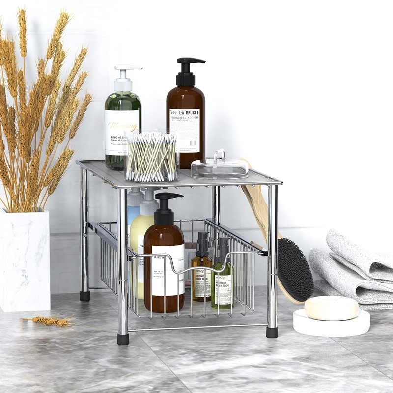 Simple Houseware Chrome Metal Stackable Storage Rack, 16.75 in L