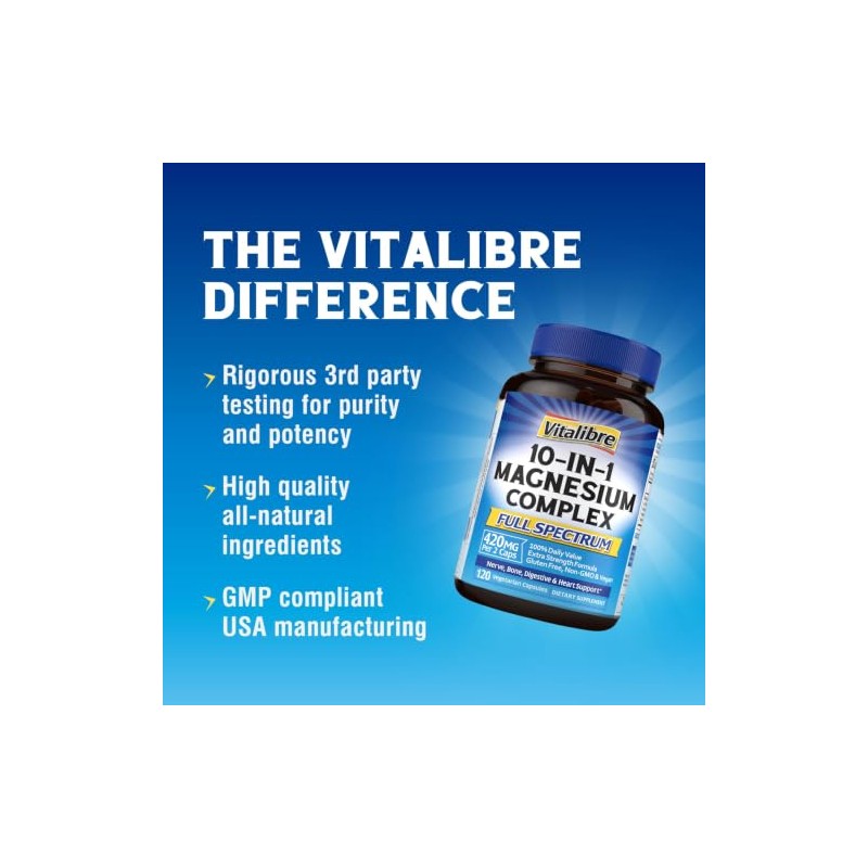 Vitalibre Complejo de magnesio 10 en 1, 420 mg de