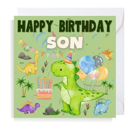 Second Ave Dinosaur Son Square Children's Kids Birthday Greeting Card for Boy
