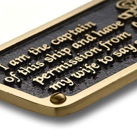 The Metal Foundry Nautical Themed Gift Plaque. Wife’s Permission Boating Or Sailing Brass Sign is A Great Birthday Present for Him