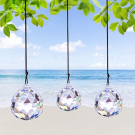 Pack of 3 Crystals for Hanging, Sun Catcher, Prism Crystal, Sun Catcher Crystal, Suncatcher Hanging Decoration, Light Catcher Crystal Pendant, Crystal Pendant for Window Decoration Garden
