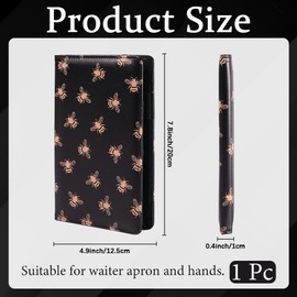 CREATCABIN PU Leather Clipboards Portfolio Folder Leather Padfolio Binder Storage Clipboard with Cover Card Holder Notepad Elastic Closure Pen Loop for Ordering Business Meeting 7.8x4.9 Inch Black