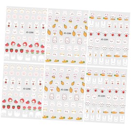 Mikinona Easter Bunny Nail Art Stickers Semi-Cured Gel Nail Decals 6 Sheets for DIY