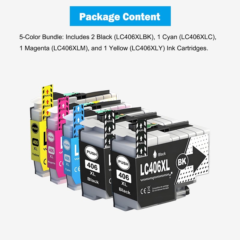 LC406XL Compatible Ink Cartridges High capacity Black 6000 Pages Color