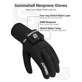 Summshall Wetsuit Gloves, Water Resistance 3mm Neoprene Gloves for Women Men Thermal Anti-slip Diving Gloves for Boating Surfing Water Sports Spearfishing Snorkeling