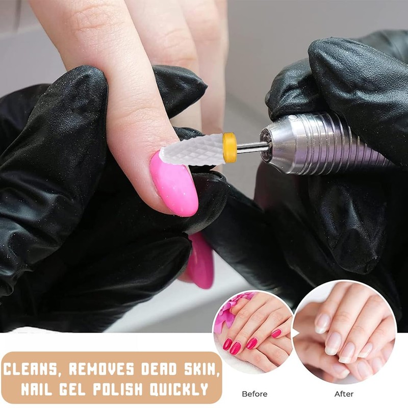 4-Piece Ceramic Nail Drill Set in Corn Shape Professional 3/32