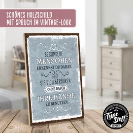 TypeStoff Wooden Sign with Saying - Touch - Vintage Look with Quote for Friends and Friendship Theme - HS-01099 28.2 x 19.5 x 1 cm