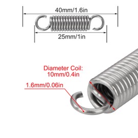 GUNGY Tension Springs with Hooks Stainless Steel Tension Spring Tension Spring 40 mm Outer Diameter 10 mm Wire Diameter 1.6 mm Maximum Tension 7.90 kg 1.6 x 10 x 40 mm Pack of 10