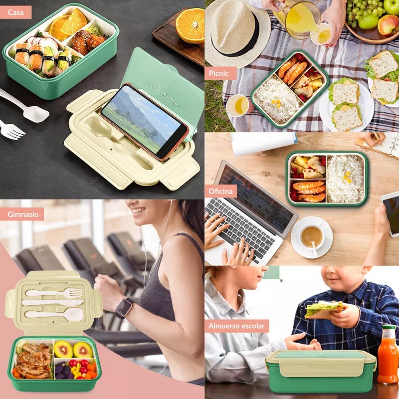 Nasjac Lonchera Fiambrera Portátil Lunch Box Gran Capacidad 1400ml