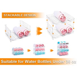 Duleylv 4 Pack Stackable Water Bottle Organizer Water Bottle Storage Water Bottle Holder Tumbler Organizer Cup Organizer for Kitchen Cabinets Transparent