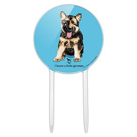Acrylic I Know a Little German Shepherd Puppy Dog Cake Topper Party Decoration for Wedding Anniversary Birthday Graduation