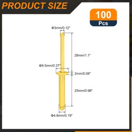 sourcing map 100Pcs 3/16"x1" Aluminum Dome-Head Blind Rivets, Open-End Type Blind Rivets for DIY, Sheet Metal, Automotive Repairs, Furniture, Boat, and Duct Work (Yellow)