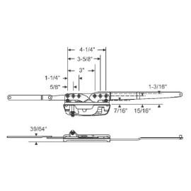 TechnologyLK LH Encore Sill Mounted Dual Arm Casement Operator With One Arm Split and 39/64"