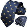 HISDERN Men's Ties Animal Pattern Tie Pocket Square Wedding Business
