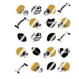 Football Mom! Sports Football Mom Black/Gold Nail Art Decals
