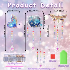 Craft Kits Gifts for 5-12 Year Old Girls Boys, 5D Diamond Painting Kits Diamond Painting Wind Chimes Diamond Art Mosaic Kits for Kid Girl Toys Age 5-12 Painting Kits Toy for Window Home Garden Decor-1