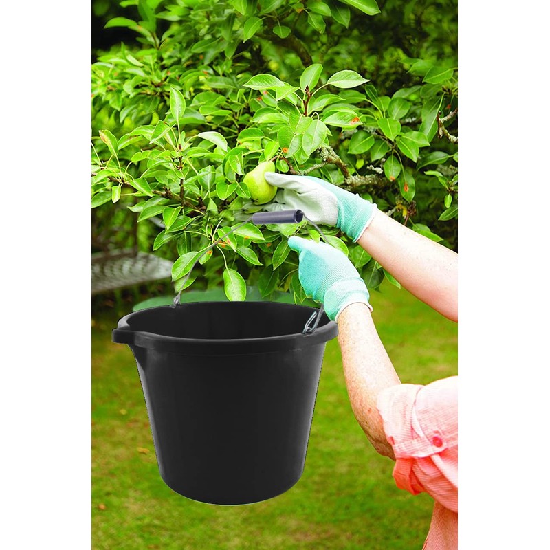 Set of 2- Black Plastic Builders Bucket 3 Gallon 14