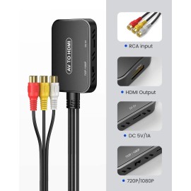 Viagkiki RCA to HDMI Adapter,AV Converter,RCA Female to HDMI Converter Composite Audio...