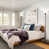 Coucrek Floor Lamp, LED Standing Lamps with White Plastic Shade,