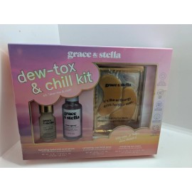 grace & stella Dew-Tox & Chill Skincare Gift Set Eye Masks Hyaluronic Acid Serum