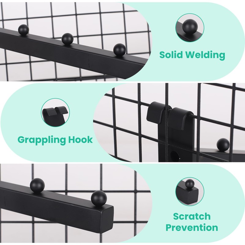 6 Pack Black Gridwall Waterfall Hooks 4 Ball, 8 Inch