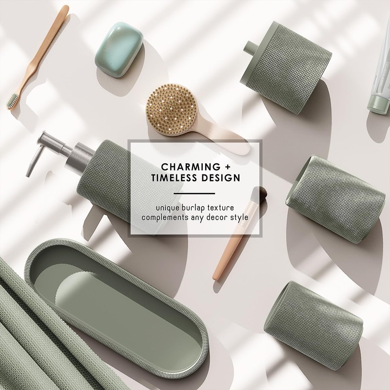 Clara Clark Sage Green Bathroom Set - Bathroom Accessories Set,