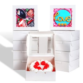 RomanticBaking - 21 cajas de panadería de 5 x 5 x 2 pulgadas, cajas de galletas con ventana, cajas de pastelería para macarrón, postre, magdalenas, pastelería