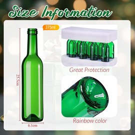 Rtteri 24 Pcs Decorative Colored Wine Bottles 375ml Empty Glass Bottles for Flowers Wedding Decor Centerpiece Christmas Party Favor DIY Crafts (Green)