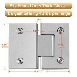 Alise Heavy Duty 180 Degree Glass Door Cabinet Display Cabinet Clamp Glass Shower Doors Hinge Replacement Parts Brushed Stainless Steel