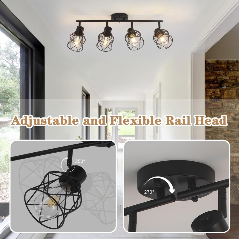 BUXVRCS Adjustable Multi-Directional Black Light Fixtures, Semi Flush Mount Ceiling