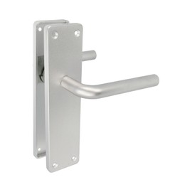 Amig - Silver Plated Aluminium Square Plate Curved Handle for Entrance and Entrance for Indoor and Outdoor Use - 222 x 55mm Handle with Decorative Modern Crank Handle
