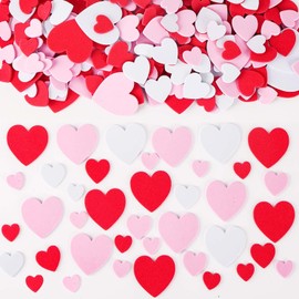 500 pcs Foam Heart Stickers Love Foam Hearts Self Adhesive Stickers Hearts for Valentine's Day Mother's Day DIY Crafts Gift for Kids, Assorted Size, 3 Colors