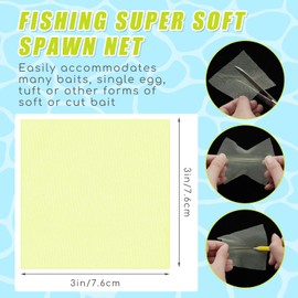 Woanger 100 Pcs Fishing Soft Spawn Net 3 x 3 Inch Spawn Sac Netting Square Spawn Sack Mesh for Roe Bags Fishing Bait Accessories, Chartreuse