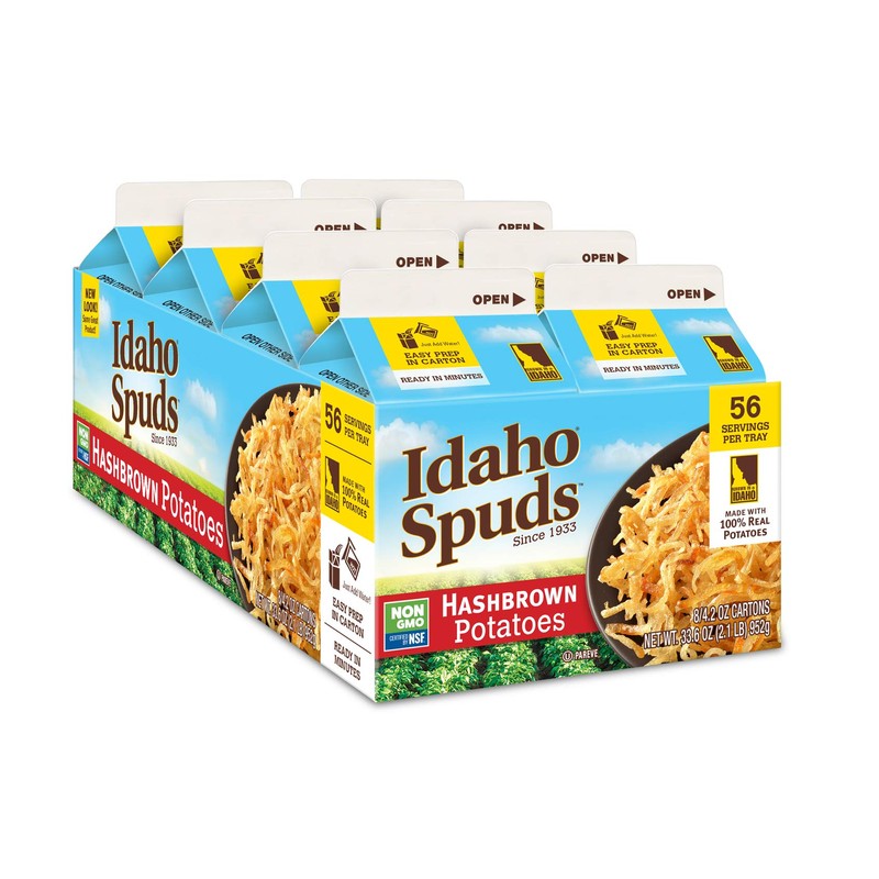 Idaho Spuds Premium Hashbrown Potatoes 4.2 oz | 8 Pack,