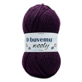 Wooly Soft Fluffy Bulky Weight #5 Wool Blended Fast Knitting Crocheting Yarn, 25% Wool 75% Acrylic, 100 Gram (3.53 Ounces) 109 Yards (100 Meters) (Deep Purple)